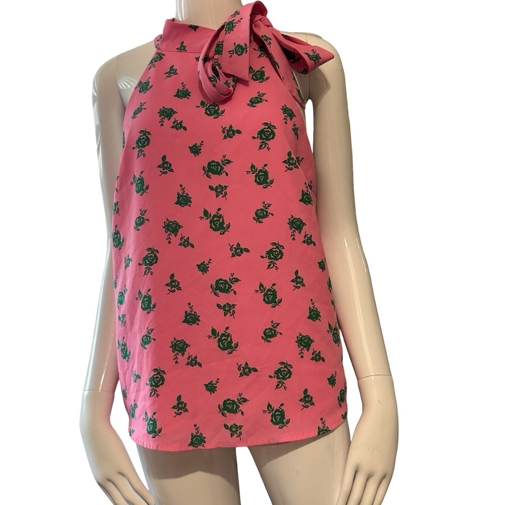 Chic Pink Tie Front Sleeveless Tank Top